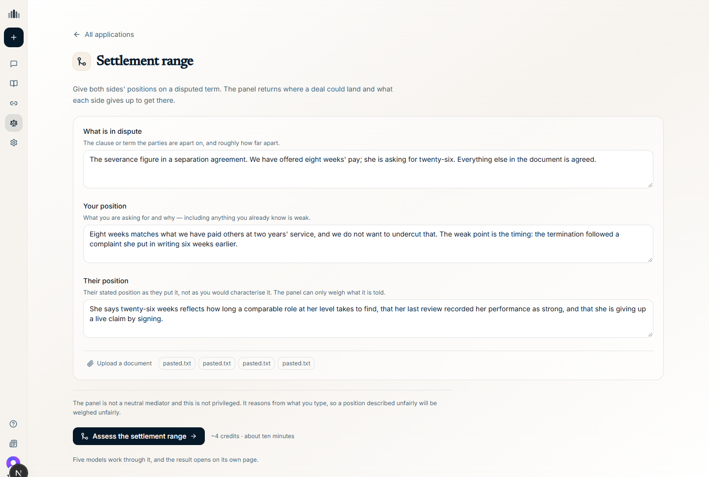The real Pilot5 settlement range application